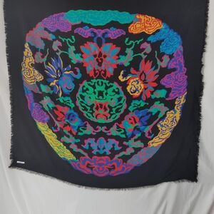 Gucci Black Multicolor Patterned Scarf